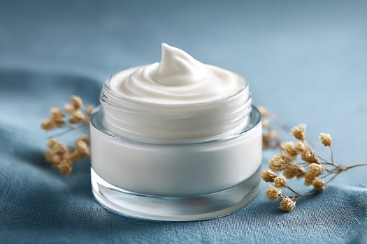 Moisturizing cream in glass jar photo