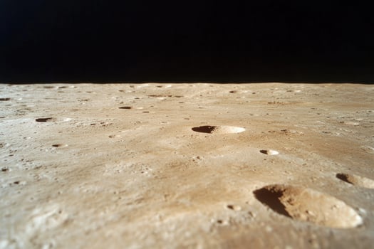 A close-up view of the moon's surface, showing craters and a dusty, barren landscape. photo