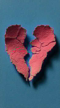 Torn Heart Representing Heartbreak on a Blue Background photo