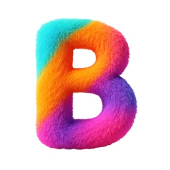 Alphabet World Letter B Written in Fluffy Rainbow Colours Creating a Magical Style photo