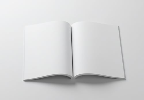Blank Open Magazine Mockup on White Background photo