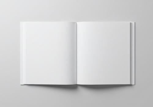 Open Blank Book Mockup on Gray Background, Ready for Content, Minimalist Design photo