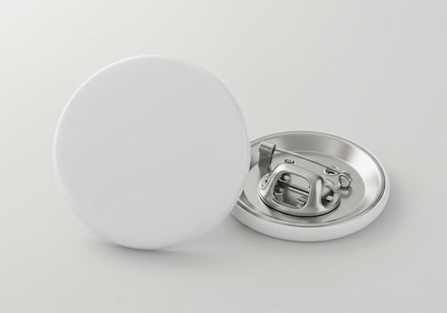 Blank White Button Badge Mockup with Pin Detail photo
