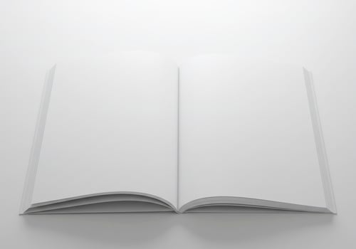 Blank Open Book on White Background Minimalist Design photo