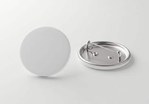 Blank White Round Button Badge Mockup with Metal Back photo