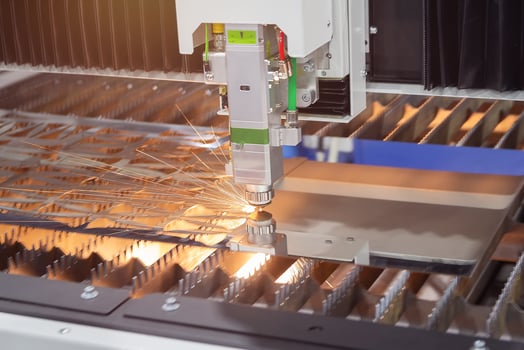 CNC laser machinery for metal cutting close-up. Industry photo