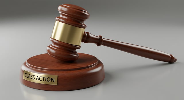 Gavel with Mass Action Engraving Represents Legal Justice and Collective Lawsuits photo