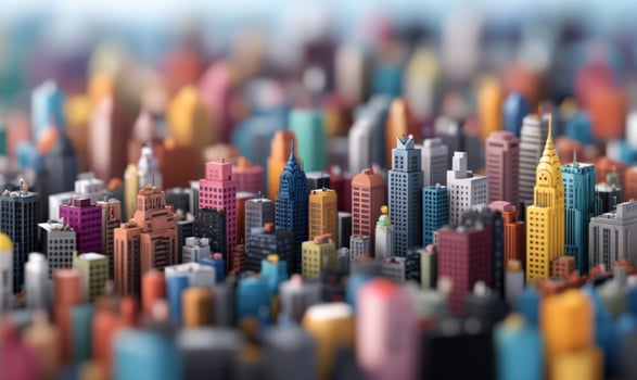 Colorful cityscape model with a focus on the Empire State Building. photo