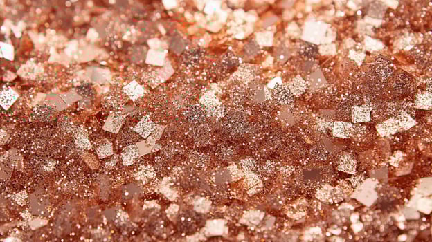 Closeup of rose gold glitter, sparkling and shimmering. photo