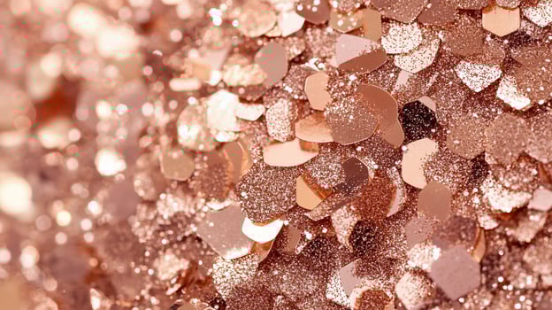 Closeup of sparkling rose gold glitter. photo