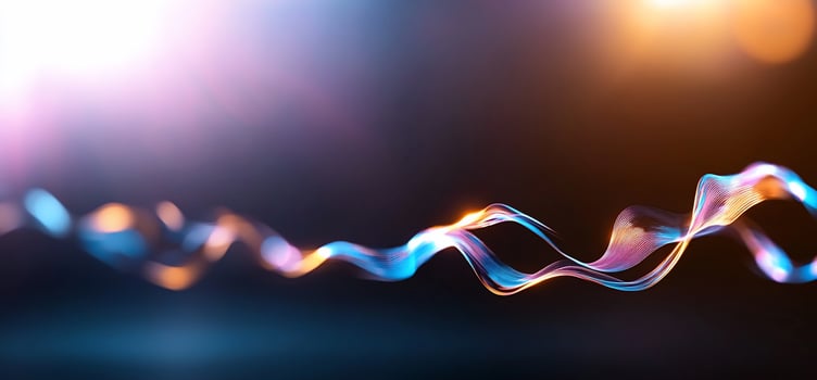 Abstract colorful wavy lines on a dark background. photo