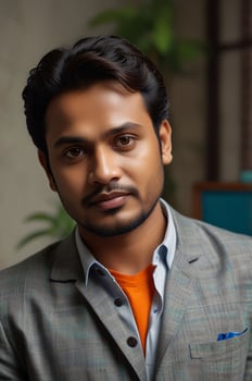 Portrait of young Indian man with confident expression photo