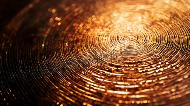 Abstract pattern of golden ripples with soft warm light in the center. photo