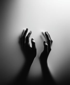 Hands reaching out to the light on a black background photo