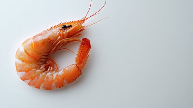 Single cooked shrimp on white background. photo