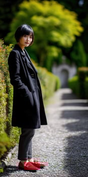 A woman in a black coat photo