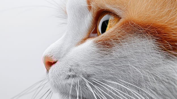 Closeup profile of a ginger and white cat. photo