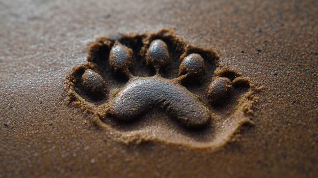 A dog paw print on the sand photo