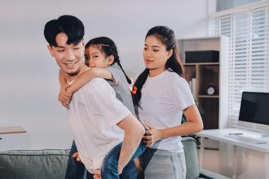 Family sharing joyful moments at home photo