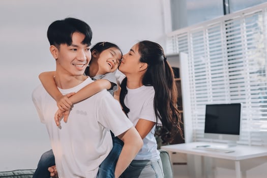 Family sharing joyful moments together photo