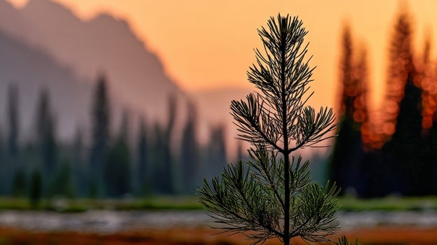 Pine sapling at Yosemite sunset photo