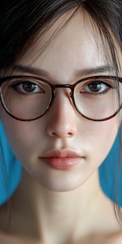 A woman with glasses on her face photo