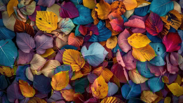 Colorful autumn leaves background texture seasonal pattern photo