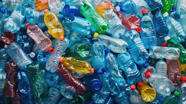 Plastic bottle recycling heap waste management environmental issue photo