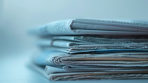 Stack of newspapers paper information communication and business concept photo