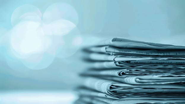 Newspaper stack for business and financial information photo