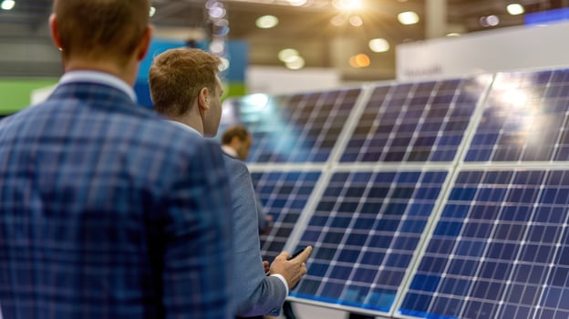 Solar panel technology presentation for green energy production photo