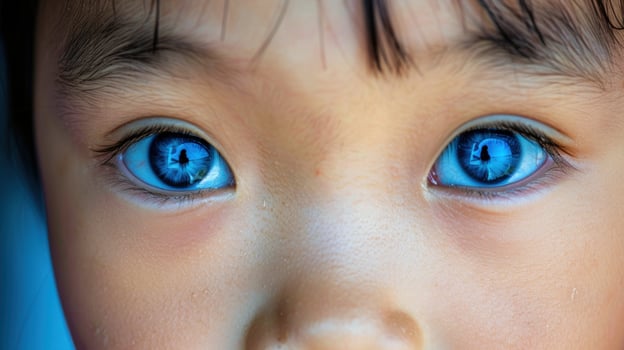 Child face close up beautiful blue eyes human portrait photo