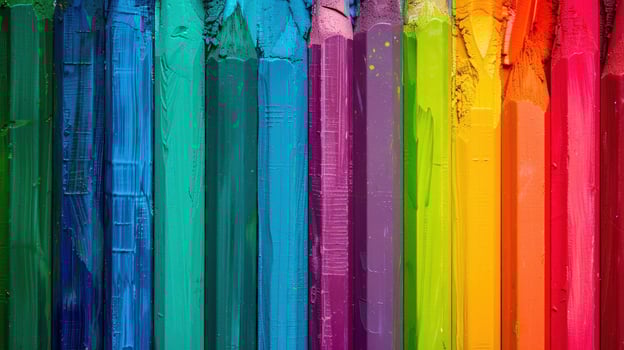 Colorful wax crayons spectrum arrangement background photo