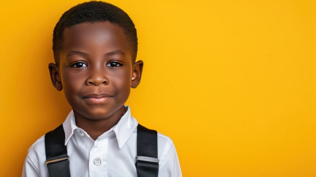 Youth portrait on yellow background with copy space photo