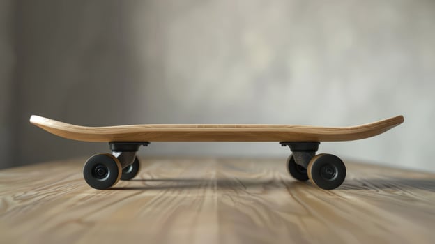 Skateboard on wood surface recreational sport equipment for street style and active lifestyle photo