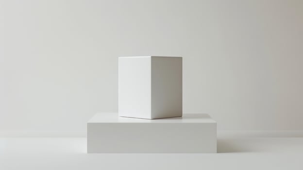 Minimalist white geometric shapes on neutral background for product display photo