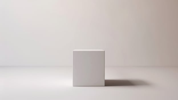Minimalist white cube on seamless gradient background for product display mockup photo