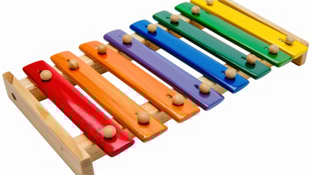 Colorful wooden xylophone rainbow music instrument for kids photo