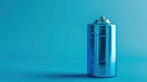 Metallic cylinder on cyan background minimalist product mockup backdrop photo