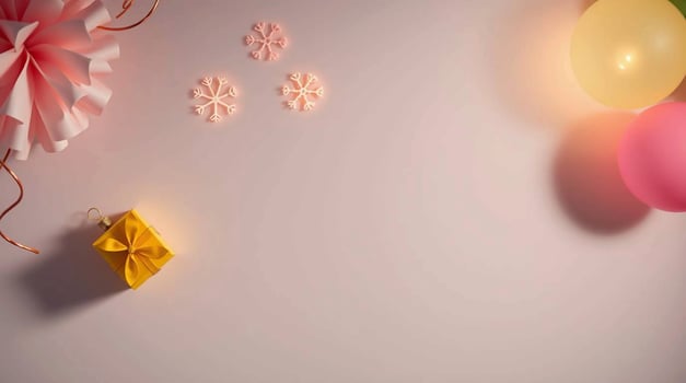 A birthday party with balloons and paper streamers photo