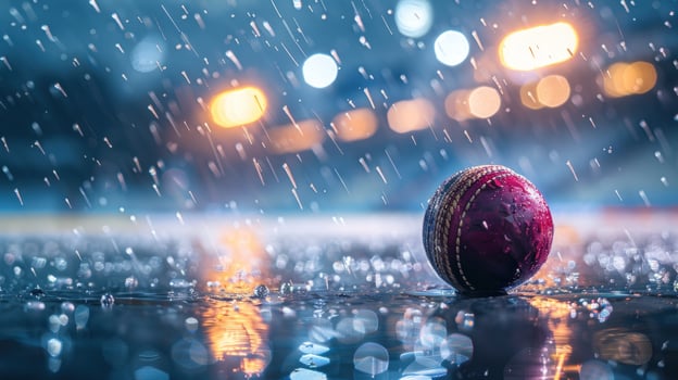 Sport ball in the rain reflective surface wet weather photo