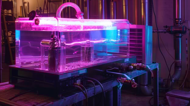 Scientific lab setup for experimentation with liquid and technological apparatus photo