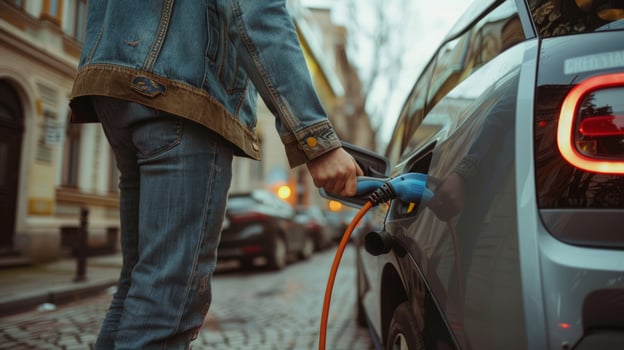 Electric car charging green transportation technology photo