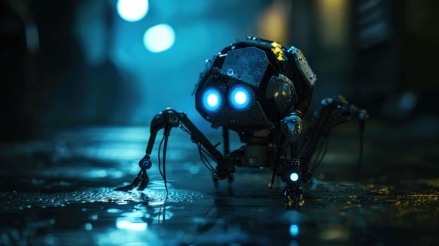Futuristic robot spider machine with artificial intelligence technology photo