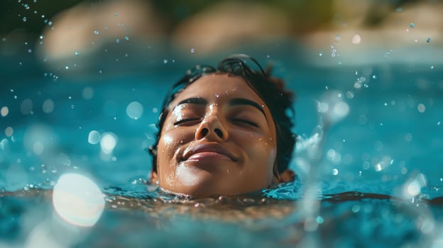 Relaxing swim in clear water during vacation photo