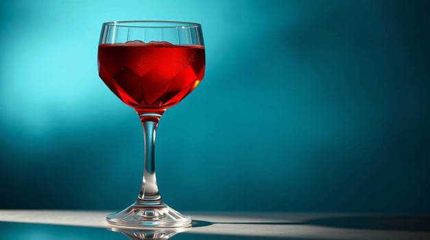 Red Cocktail in a Crystal Glass against a Teal Background Beverages photo