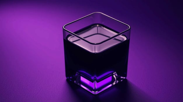 A glass of purple liquid sitting on a purple surface photo