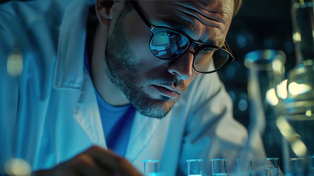 Scientist examining test tubes in laboratory scientific research photo