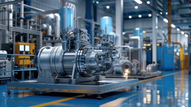 Industrial machine in manufacturing facility metal equipment and production photo