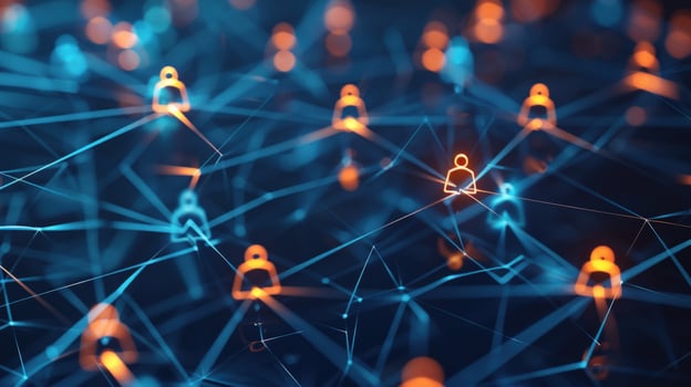 Interconnected network of people in a digital abstract representation photo